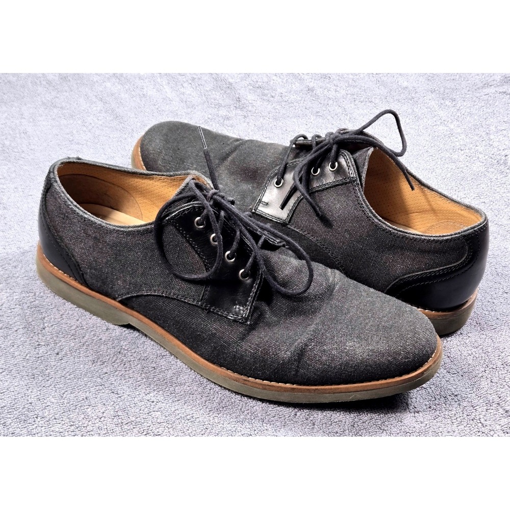 G.H. Bass & Co Men's Size 10M Black Canvas Leather Oxford Shoes Dress Casual